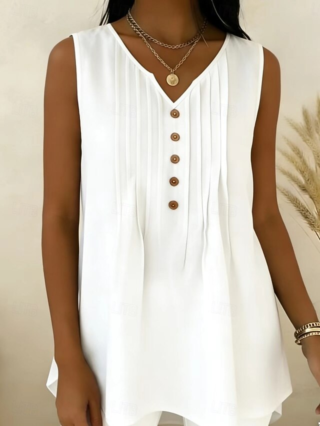 Women's Blouse Ruched Buttons Solid Color Stylish Basic