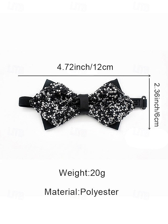 Sequins Tie Christmas Polyester – Bow Men's Sparkling