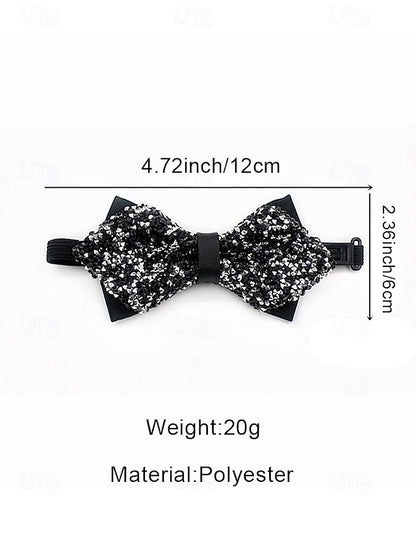 Sequins Tie Christmas Polyester – Bow Men's Sparkling