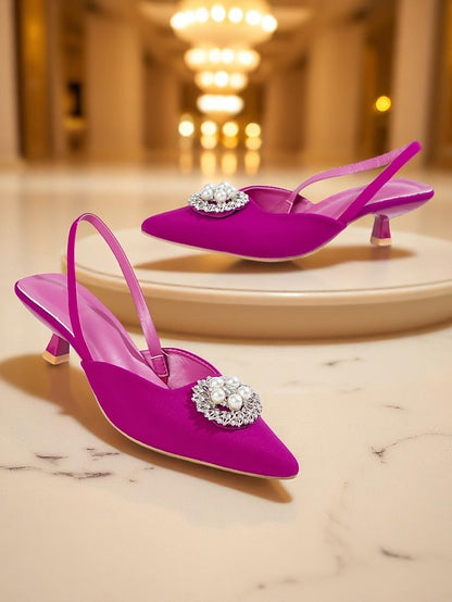 Women's and with Pumps Slingback Satin Blue Pearl