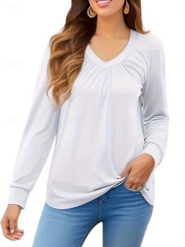 Women's T Shirt Tee Top Ruched Plain Fashion Classic Casual