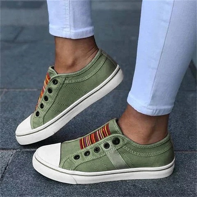 Women's Casual Slip-On Canvas Sneakers – Lightweight and