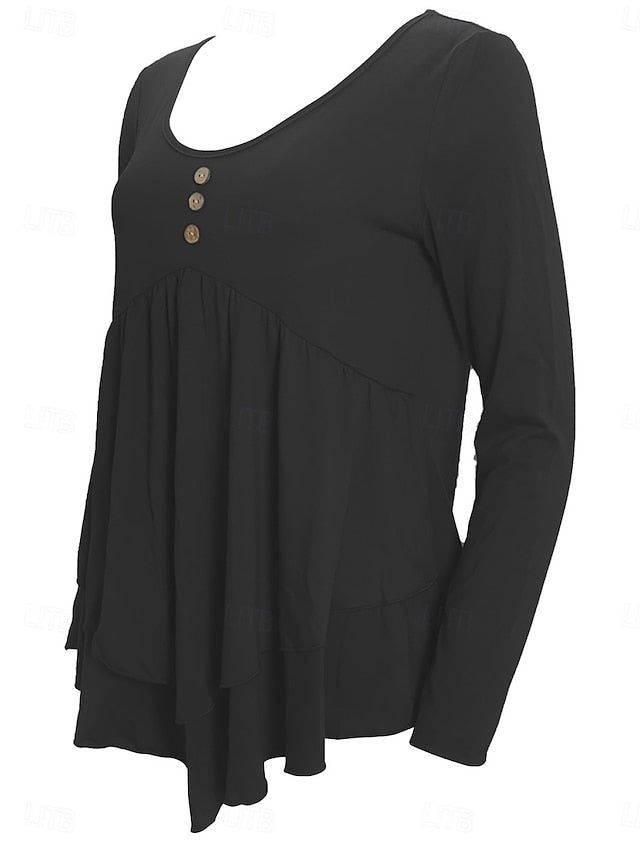 Women's Blouse Peplum Solid Color Stylish Casual Long