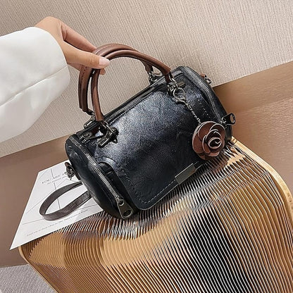 Handbag Vintage-Style Faux Leather Floral Women's with