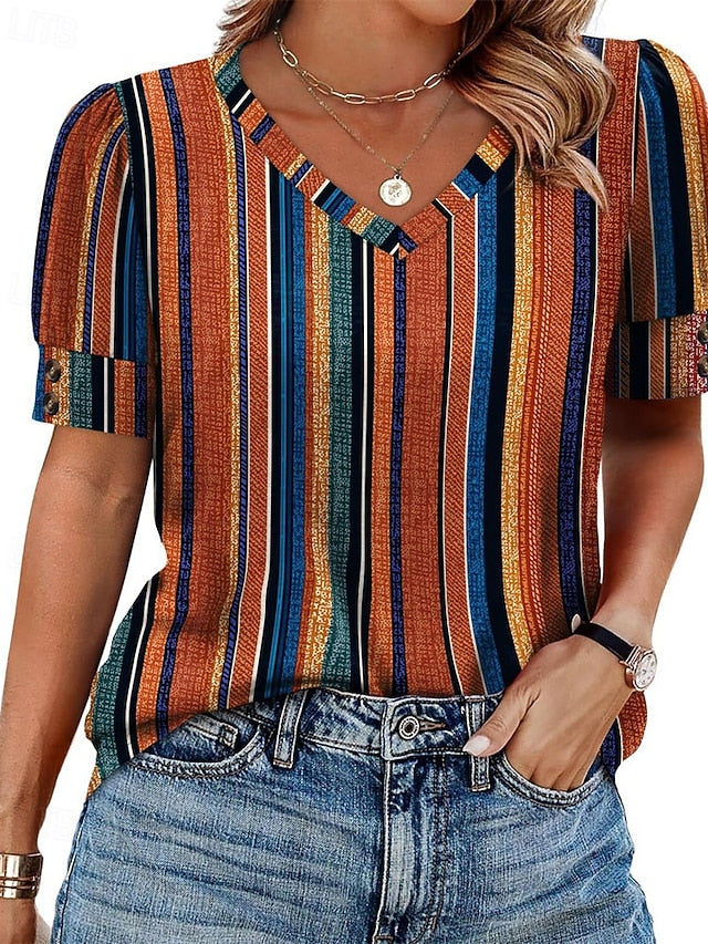 Women's T Shirt Summer Tops Solid Color Floral Graphic