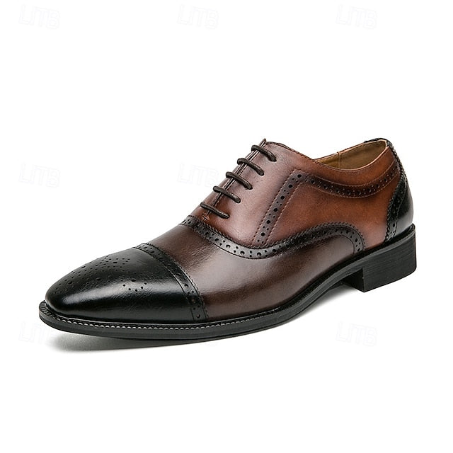 Shoes and Wingtip Leather Black – Faux Oxford Men's Brown