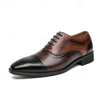 Shoes and Wingtip Leather Black – Faux Oxford Men's Brown