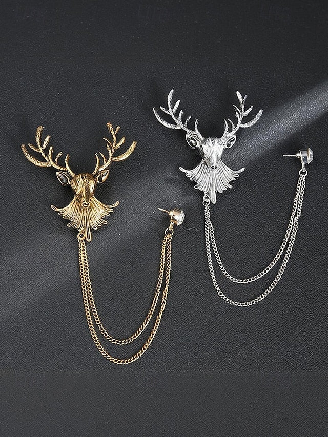 Christmas Men's with Brooch Lapel Deer Pin