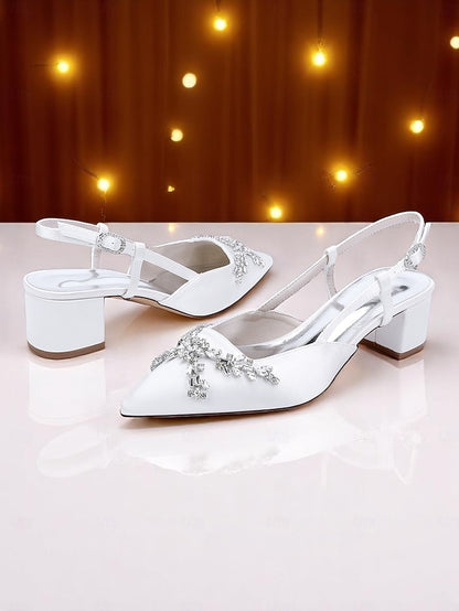 Heels Black Slingback Satin Women's