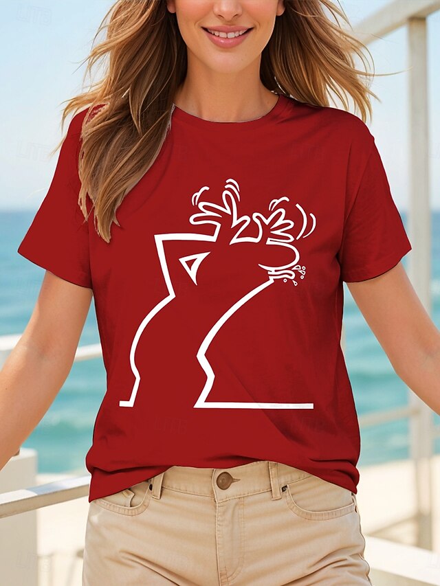 Women's T Shirt Print Graphic Letter Abstract Vintage