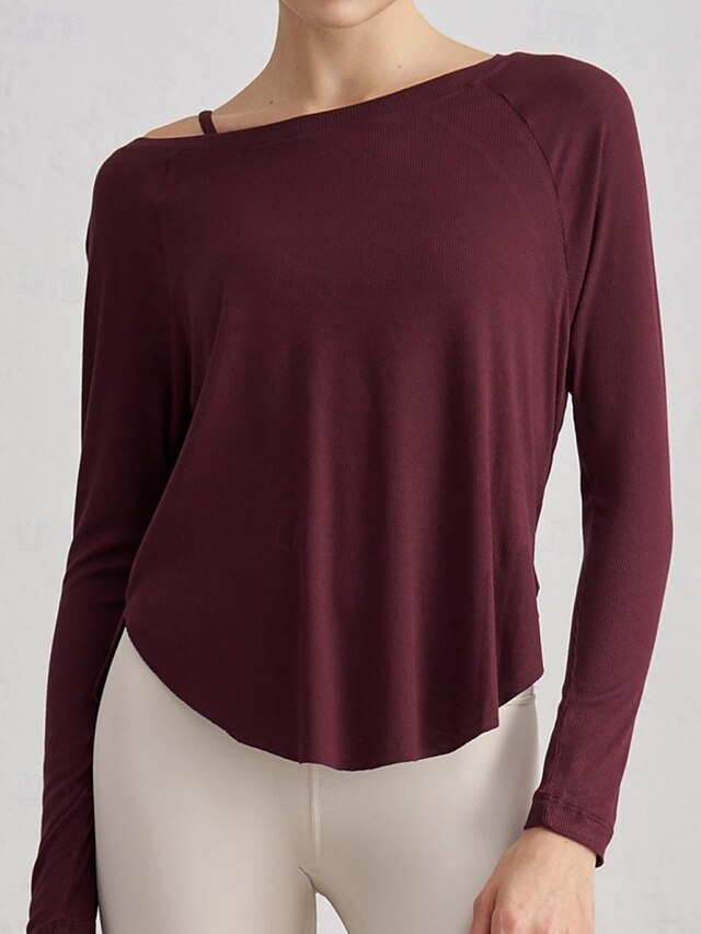 Women's Raglan T Shirt Sports T-Shirt Knit Tee Textured