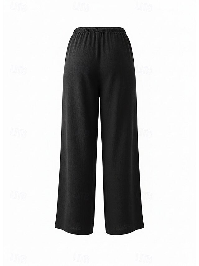 70% Linen Women's Linen Pants Culottes Wide Leg Wide Leg
