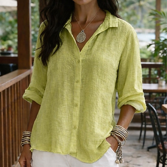 Women's Cotton Linen Shirt Summer Shirt Beach Shirt Button