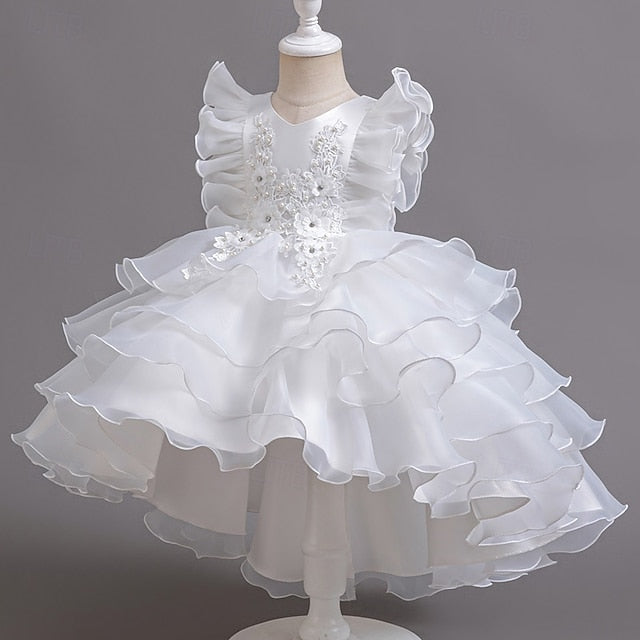 Dress Floral Kids Girls' Asymmetrical Party