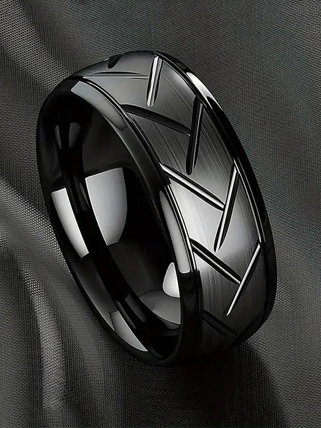 Stainless – Pattern Rings Modern Steel Men's Geometric