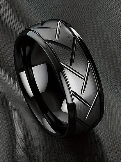 Stainless – Pattern Rings Modern Steel Men's Geometric