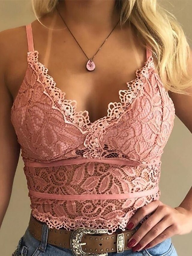 Women's Blouse Lace Tops Lace Backless Plain Modern Casual