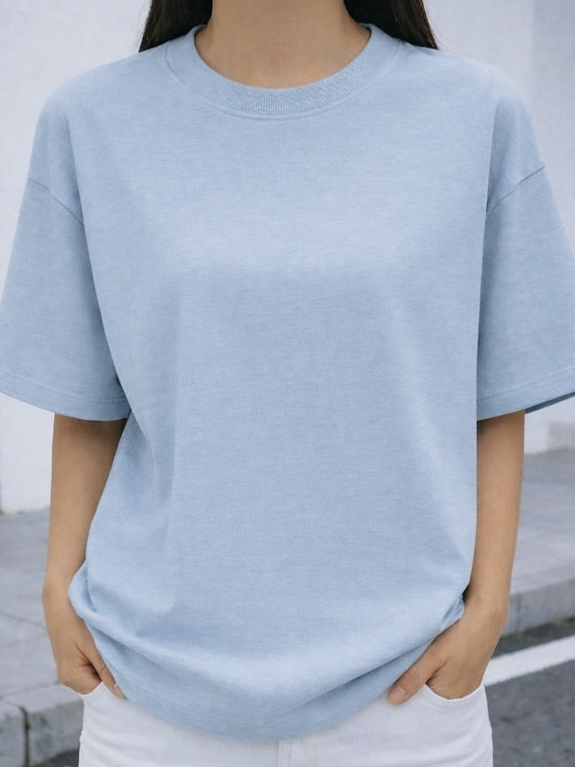 Women's Oversized T Shirt Tee 100% Cotton Solid Color
