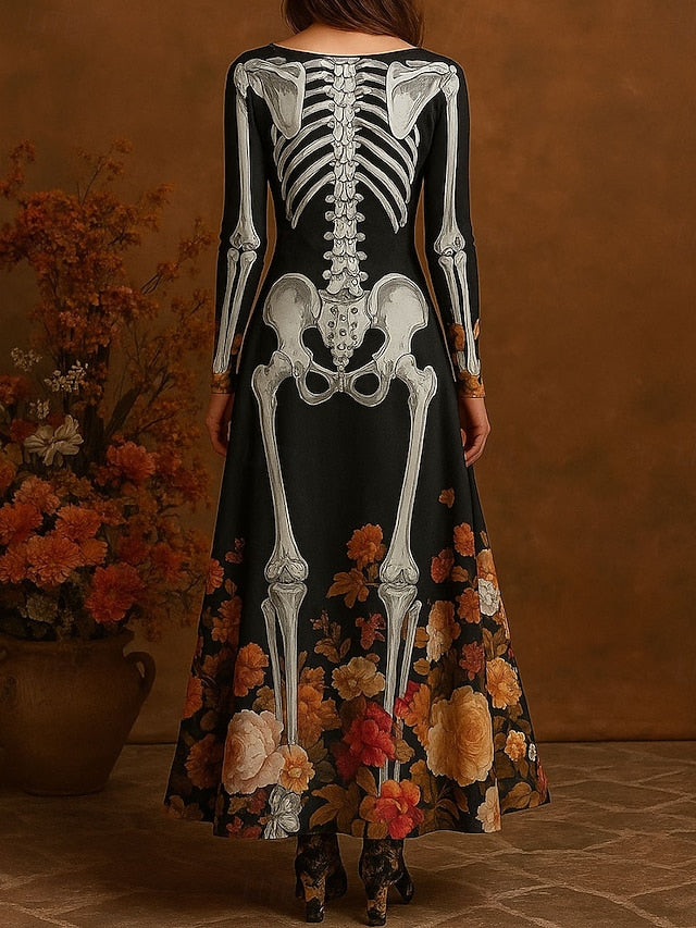 Women's Skeleton Maxi Dress Sheath Dress A Line Dress