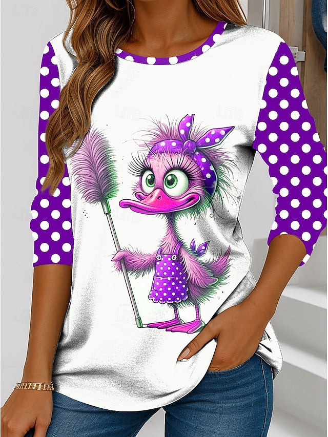 Women's T Shirt Print Graphic Cartoon Polka Dot Vintage