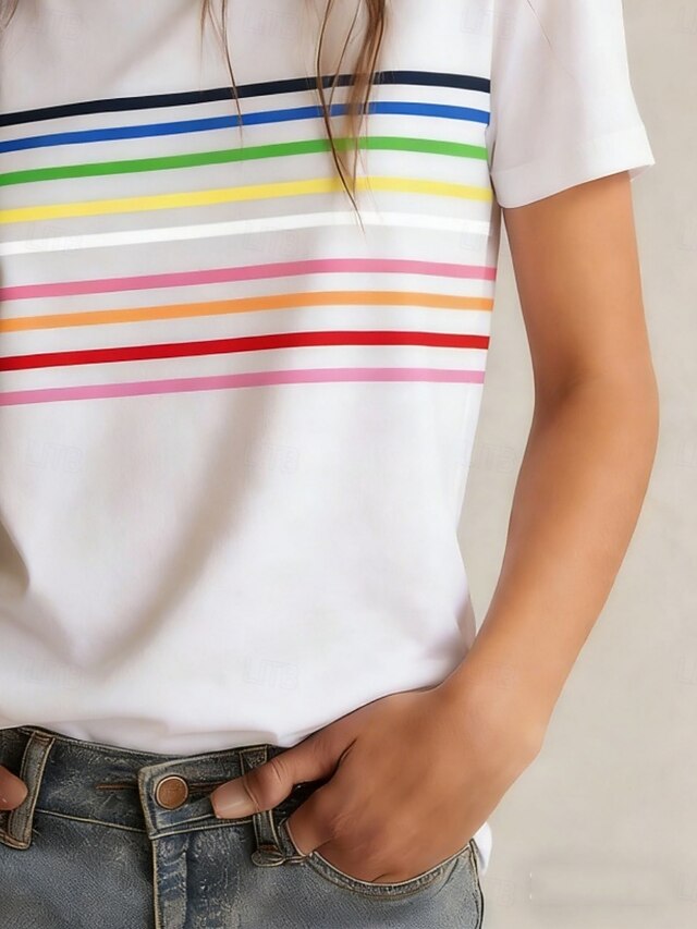 Women's T Shirt Tee Top Print Graphic Striped Stylish