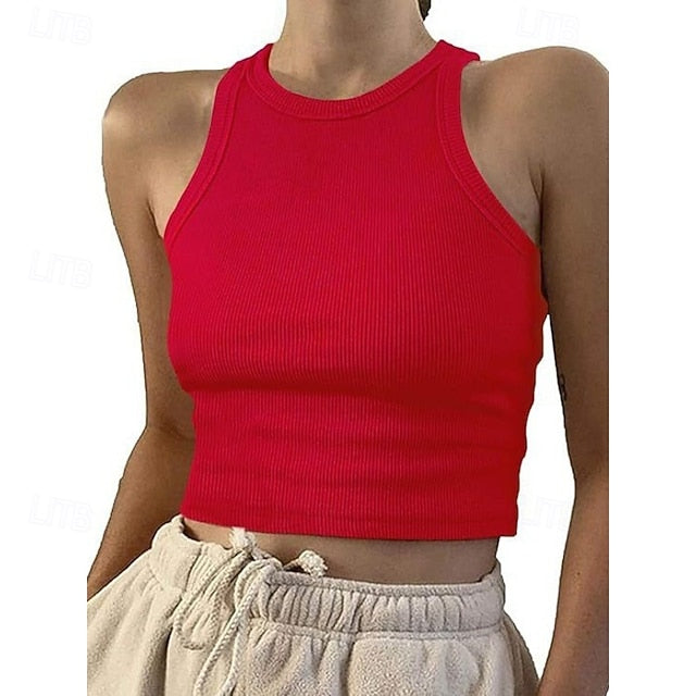 Women's T Shirt Tank Top Plain Classic Casual Sleeveless