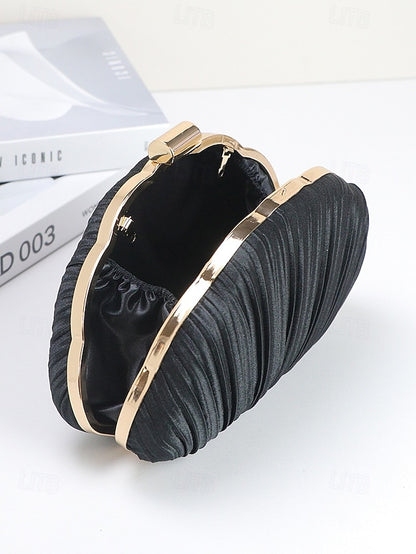 Women's Purse Clutch Shell Evening Satin Pleated