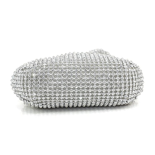 Elegant Crystal Evening Bag - Rhinestone Silver Women's