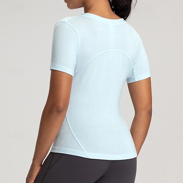 Women's Yoga T-shirt Workout Tops Round Neckline Breathable