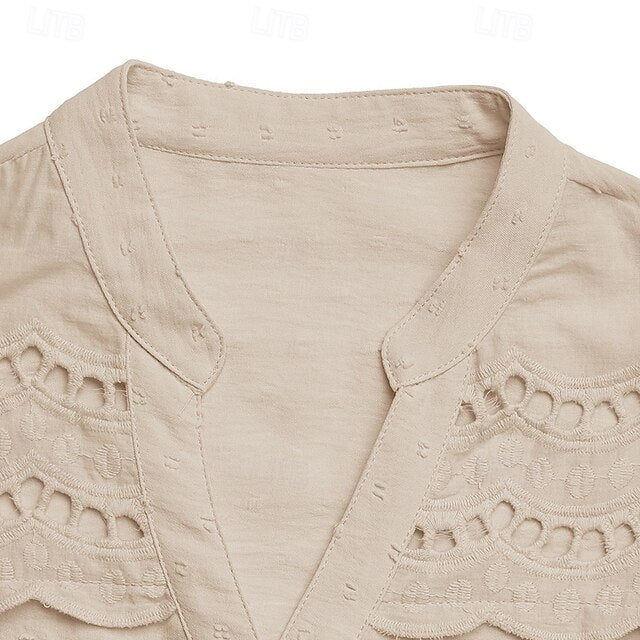Women's Casual Shirt Button Up Shirt Blouse Ruffle