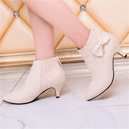 and Bow Boots Women's Pearl Pink Charm Ankle with Suede