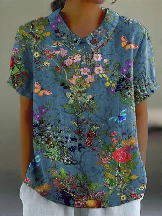 Women's Shirt Print Floral Stylish Modern Short Sleeve