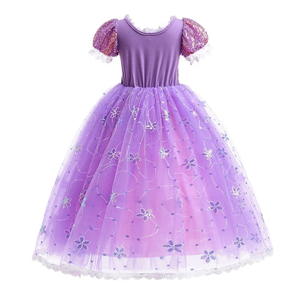 Cloak Princess Flower Dress Rapunzel Cosplay Girl
