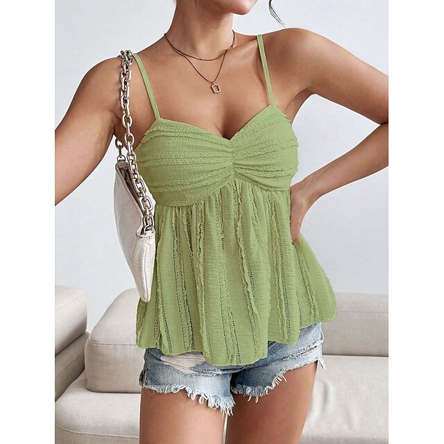 Women's Camisole Tank Top Ruched Solid Color Daily Stylish