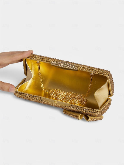 Rhinestone Sparkling High Matching Bow Sandals Clutch with Heel