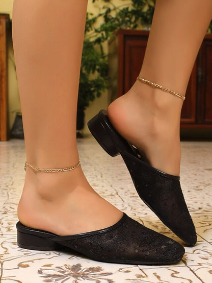 Sheer Women's Ballet Lace Elegant White Mesh Flats –