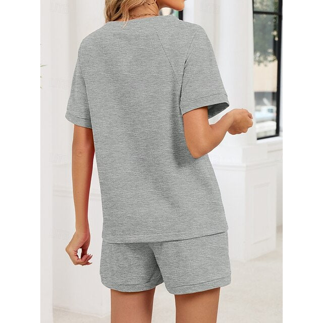Women's Shorts Sets Bolero Top Short Sleeve V Neck Plain