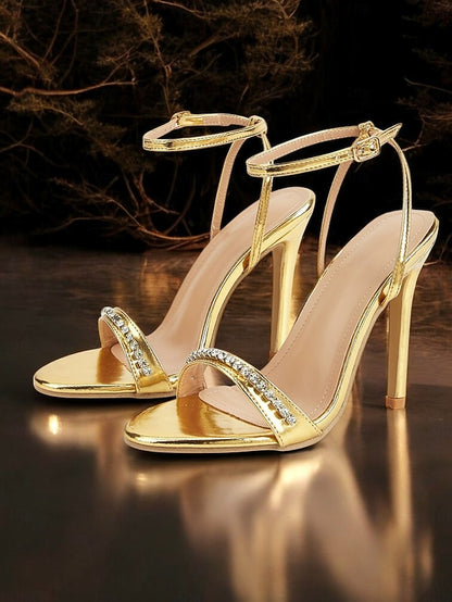 Dazzling Strap Metallic Ankle Women's Gold – Heels High