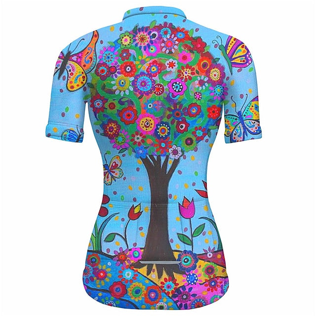 Women's Cycling Jersey Graphic Plants Short Sleeve Bike