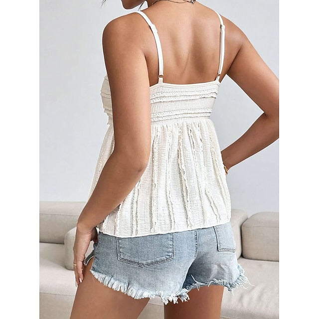 Women's Camisole Tank Top Ruched Solid Color Daily Stylish
