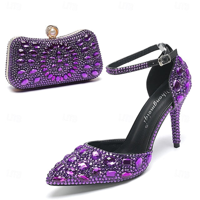 Heel High Multicolor with Rhinestone Women's Wedding Shoes