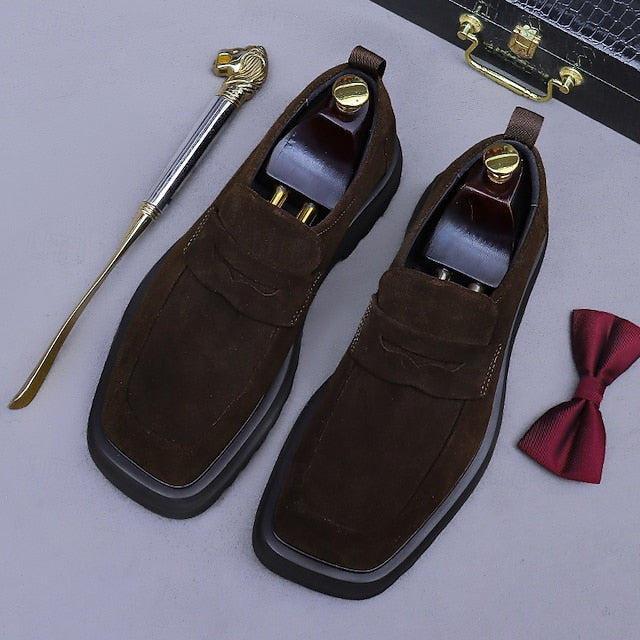 Loafers Leather Men's Suede Business Cowhide -Classic
