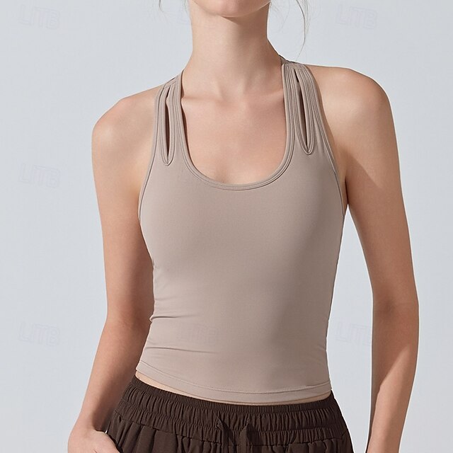 Women's Solid Colored Tank Top Sport Top Build-in Bra UV