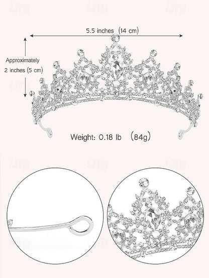 – Women's Set Silver and Jewelry Rhinestone Elegant Tiara