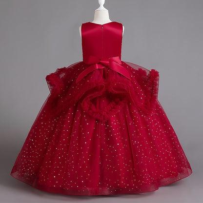 Sequin Solid Girls' Kids Color Dress Sleeveless Party