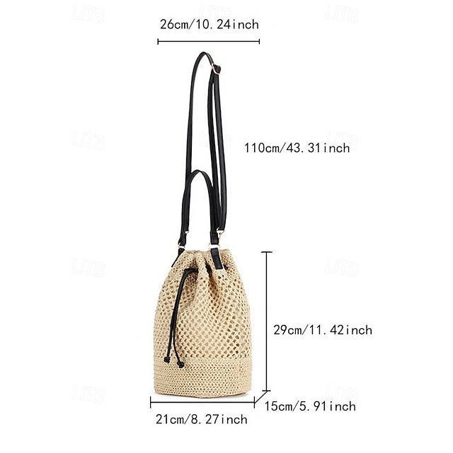 Bag - with Tote Women’s Summer Woven Drawstring Stylish Bucket