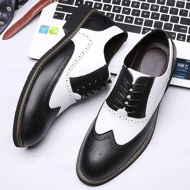 Shoes Men's Brogue Oxford in Two-Tone White Wingtip