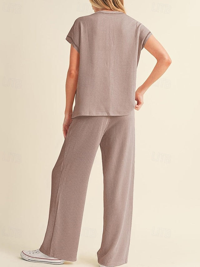 Women's Pants Sets Bolero Top Short Sleeve Crew Neck Plain