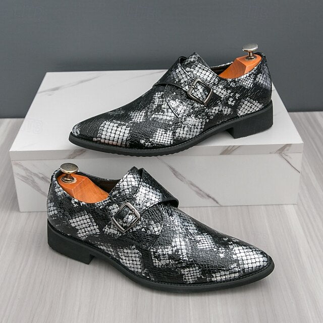 Shoes Snake Monk Strap – Classic for Men Print Brown Formal