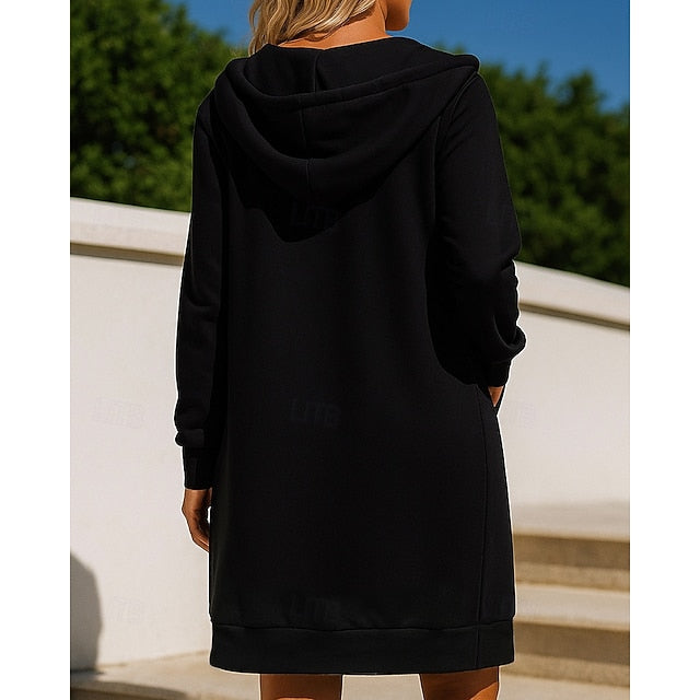 Women's Zip Up Sweatshirt Long Hooded Sweatshirt Drawstring